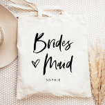 Casual Script | Chic Simple Bridesmaid Gift トートバッグ<br><div class="desc">This stylish and chic bridal party gift bag features modern,  casual black script typography that says "Bridesmaid, " and a trendy scribbled heart,  with her name in simple bold text. The perfect elegant wedding gift for your entire wedding party.</div>