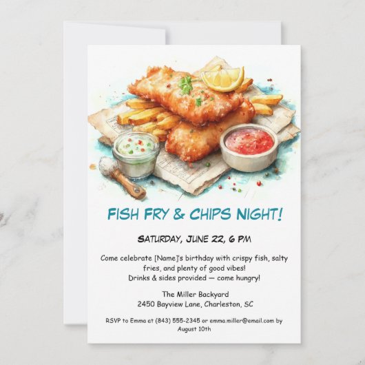 Casual Seafood - Fish Fry & Chips Birthday  招待状 (正面)