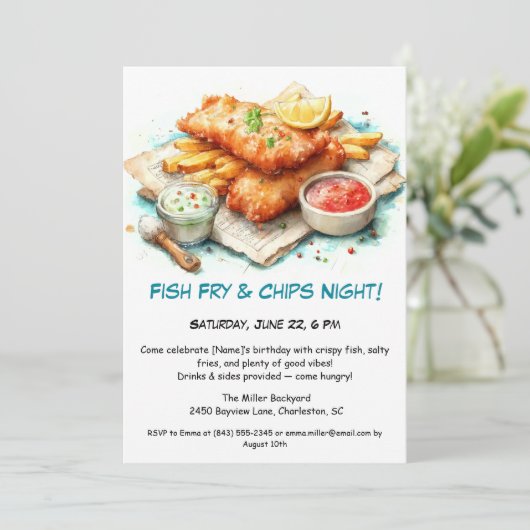 Casual Seafood - Fish Fry & Chips Birthday  招待状 (スタンド正面)