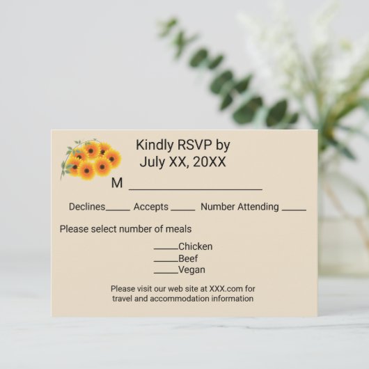 Casual Sunflower RSVP Card (スタンド正面)