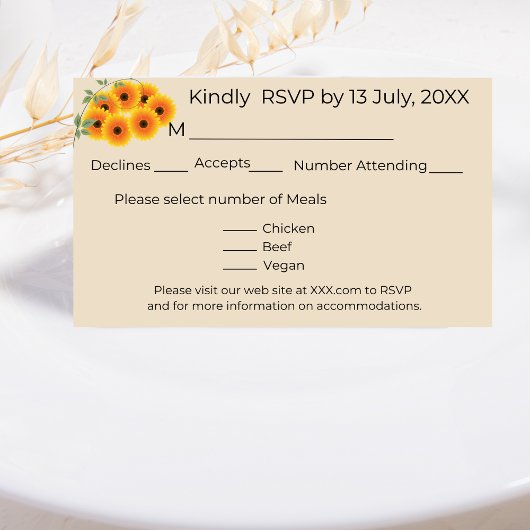Casual Sunflower RSVP Card