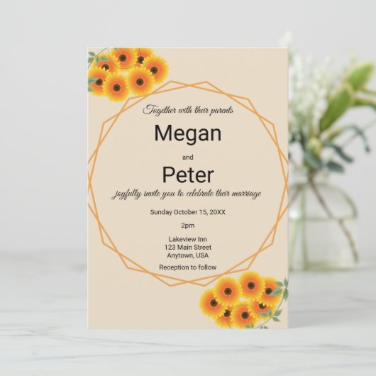 Casual Sunflower Wedding 招待状 (スタンド正面)