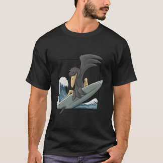 Casual Surfer Crow Funky Raven Surfing On Japan Wa Tシャツ