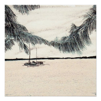 Casuarina Trees, Long Island Bahamas ポスター