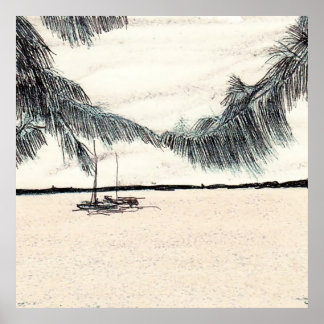 Casuarina Trees, Long Island Bahamas ポスター