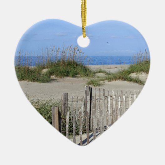 Caswellのビーチ、NCの土地および海景 セラミックオーナメント (正面)