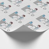 Catおもしろいを使用した青と灰色のコンピュータおたく ラッピングペーパー (角)
