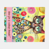 CATおもしろいミーム「仮眠の時間!」 フリースブランケット (正面(横))