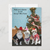 Catおもしろい共同作業者/オフィスパーティー インビテーションポストカード (正面/裏面)