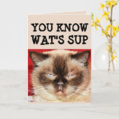 CATおもしろい誕生日グリーティングカード カード (黄色い花)