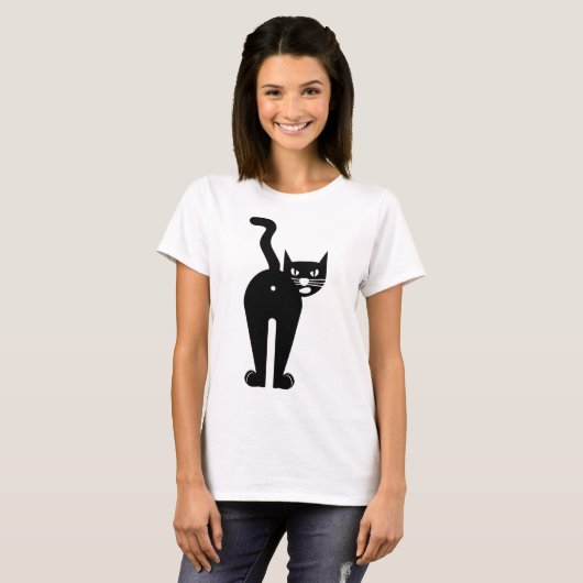 CATおもしろい黒と白のTシャツ Tシャツ (正面フル)