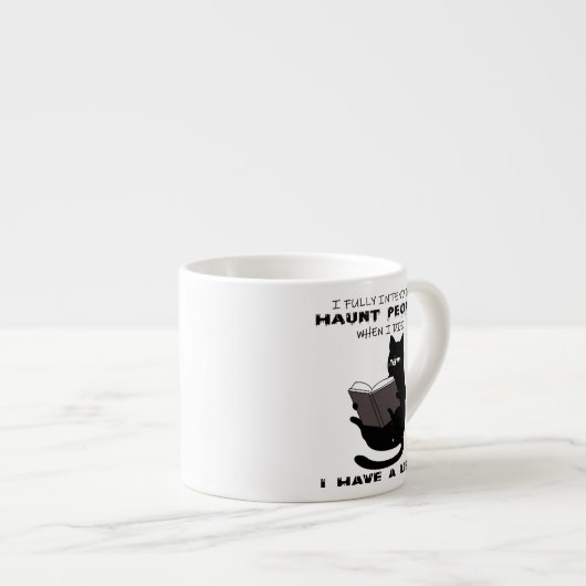 CATおもしろい、黒猫おもしろいことわざ、猫読の本 エスプレッソカップ (正面右)