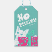 catおもしろい christmasラベル – 編集可能文字 ギフトタグ (正面)