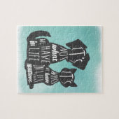 CatとDog Friendsの友最高の人のキャプション ジグソーパズル (横)