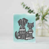 CatとDog Friendsの友最高の人のキャプション ポストカード (スタンド正面)