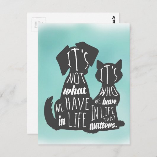 CatとDog Friendsの友最高の人のキャプション ポストカード (正面/裏面)