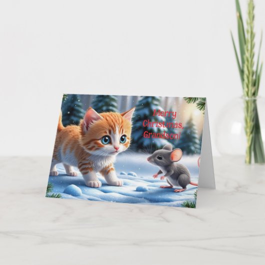 CATとMOUSEの孫クリスマスカード サンキューカード (正面)