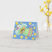 CATの天使及び好みの事のメッセージカードのブランク カード (黄色い花)