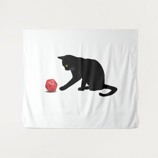 Catの転がサイコロRPGロールのゲ遊ームGaming Lov タペストリー (正面(横))
