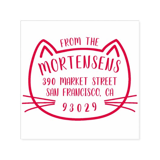 Catアウトラインタイポグラフィファミリ名差出人住所 セルフインキングスタンプ (デザイン)