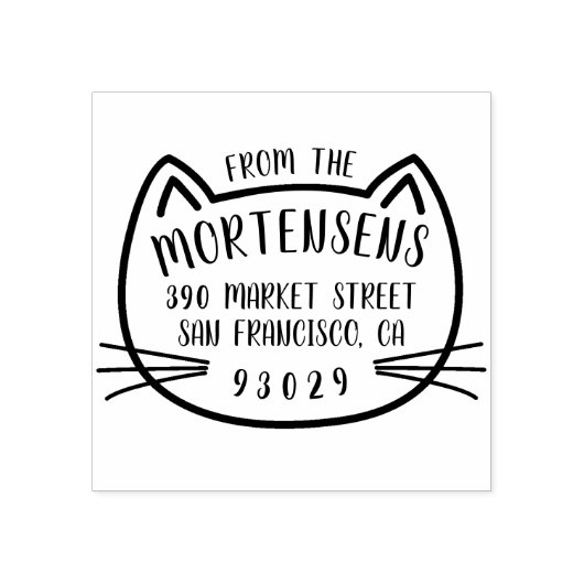 Catアウトラインタイポグラフィファミリ名差出人住所 ラバースタンプ (インプリント)