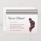 Catエレガント引っ越しましたピンクの住所の変更 ポストカード (正面/裏面)