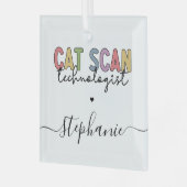 CATカスタムスキャン技術者CT技術ギフト ガラスオーナメント (正面左)