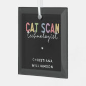 CATカスタムスキャン技術者CT技術ギフト ガラスオーナメント (正面左)