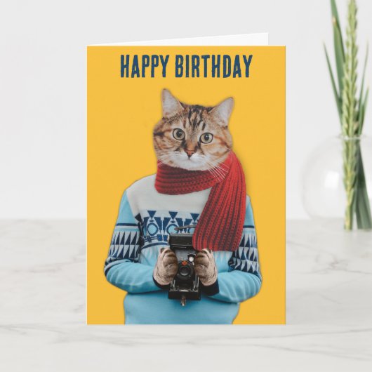 Catカメラマンのヴィンテージセーターカスタマイズ カード (正面)