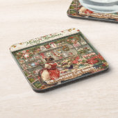 Catクリスマスフラワーアレンジメントバイフローリスト紙 コースター (左側)