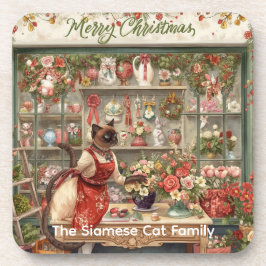 Catクリスマスフラワーアレンジメントバイフローリスト紙 コースター