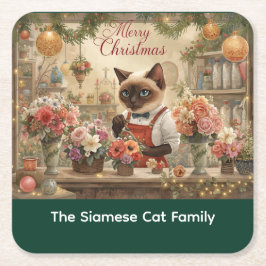 Catクリスマスフラワーアレンジメントバイフローリスト紙 スクエアペーパーコースター