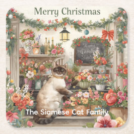 Catクリスマスフラワーアレンジメントバイフローリスト紙 スクエアペーパーコースター