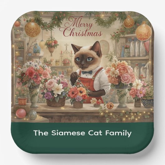 Catクリスマスフラワーアレンジメントバイフローリスト紙 ペーパープレート (正面)