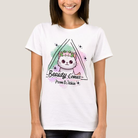 Catグラフィック内の美しい Tシャツ (正面)