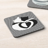 CATテール – ラブ白黒 コースター (左側)