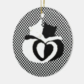 CATテール – ラブ白黒 セラミックオーナメント (左)