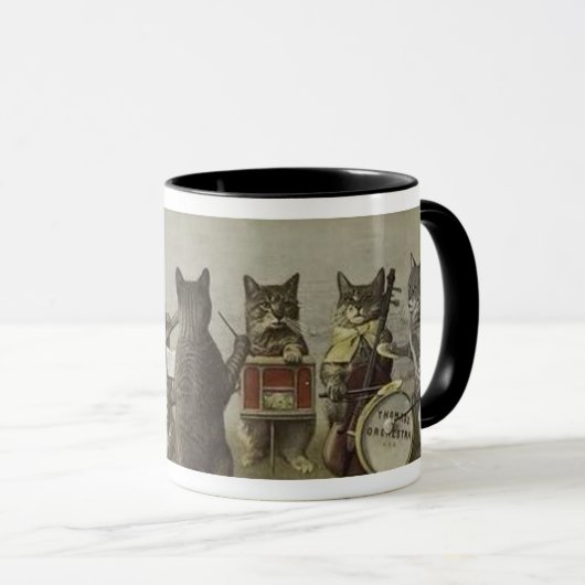 Catバンドのヴィンテージイラストレーション・楽器 マグカップ (正面右)