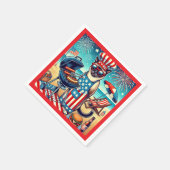 CATバーベキューパーティー7月4日インディペンデンスデー スタンダードカクテルナプキン (角)