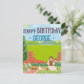 Catパーソナライズされたモダン-NIC誕生日カード (スタンド正面)