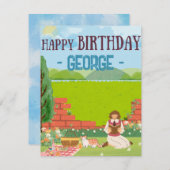 Catパーソナライズされたモダン-NIC誕生日カード (正面/裏面)