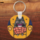 catプリントボタンキーチェーン キーホルダー (正面)