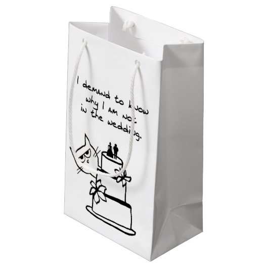 Cat怒が結婚クラッシュおもしろい抱き枕 スモールペーパーバッグ (裏面アングル)