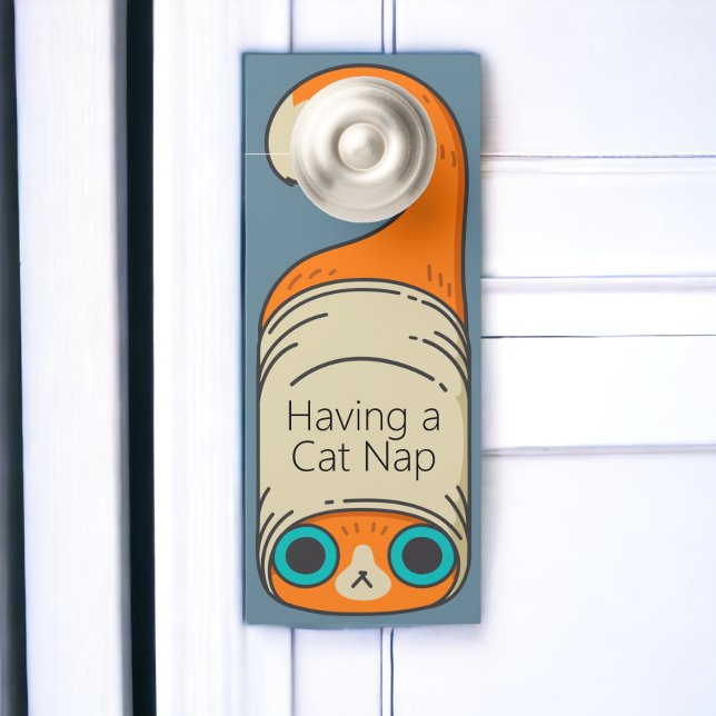 Cat昼寝または独自の文字の追加 ドアノブサイン (Cat Nap or Add Your Own Text door hanger sign from Ricaso )