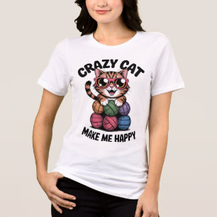 CAT熱狂するで幸せになる トライブレンドTシャツ