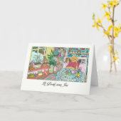 Cat考える at Tableオランダの皆さん カード (黄色い花)