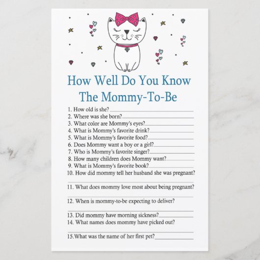 Cat赤ちゃんシャワーゲームをどれだけ知っているか (正面)