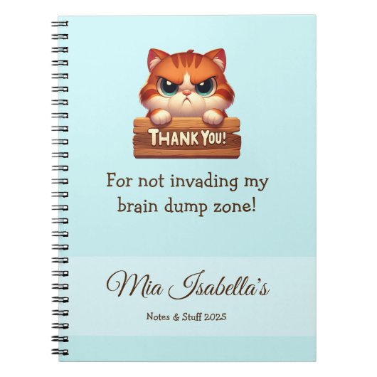 Cat -おもしろいプライバシーノートブックのカスタマイズ可能 ノートブック (正面)