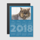 Cat おもしろい Blue 2018カレンダー磁気カード (正面/裏面)
