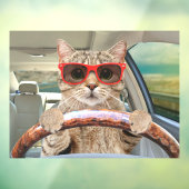 Cat おもしろい Driving Car Shade 16" x 12" ウィンドウサイン (シート3)